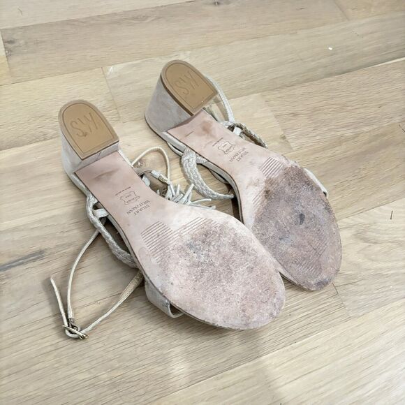 Stuart Weitzman Tasselean Frosting Cipria Suede Sandals Size 7 H1443/ - Picture 4 of 4